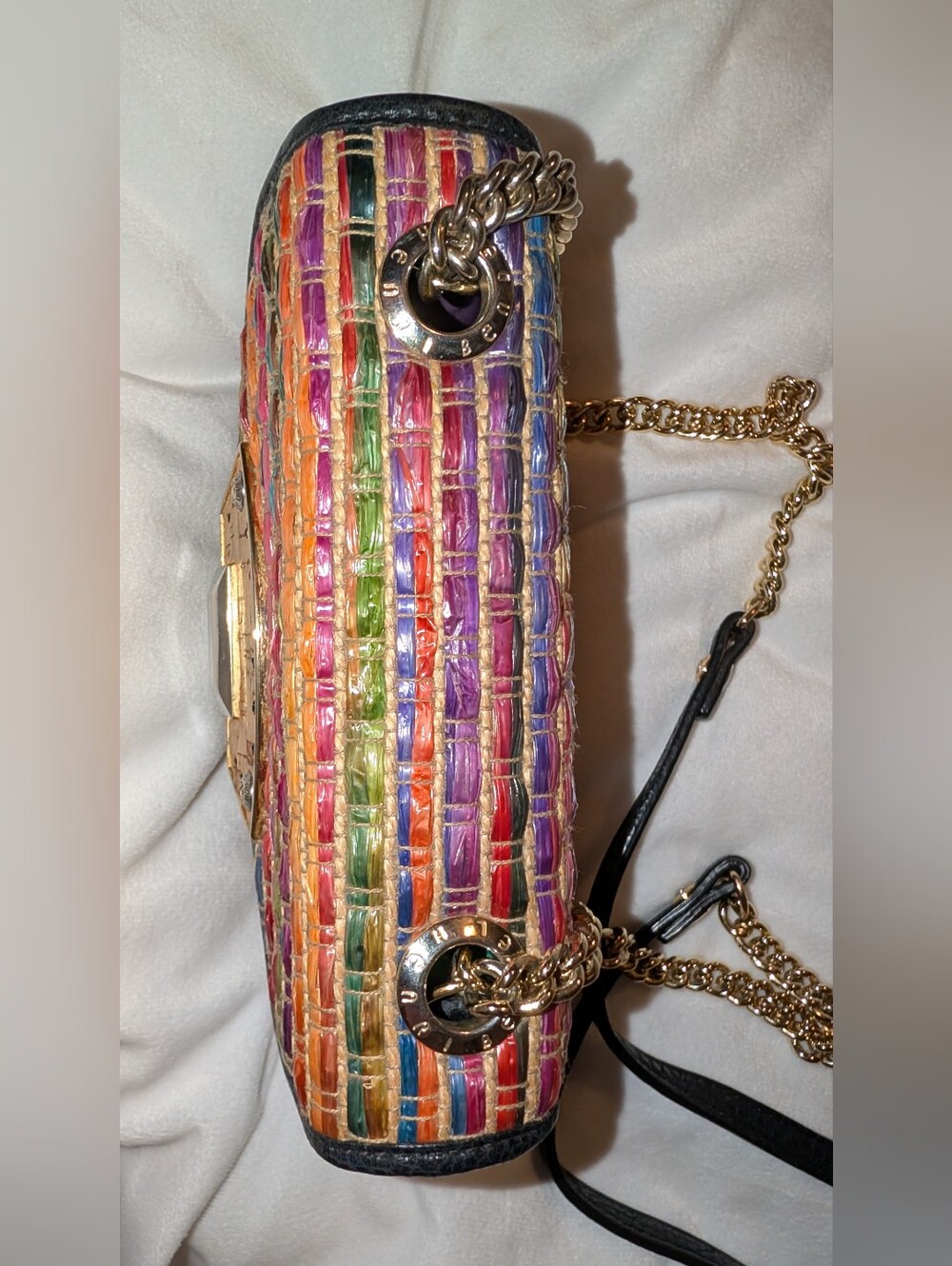 Henri Bendel Stripe Raffia Rainbow Crossbody Bag VGC - Picture 4 of 12
